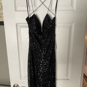 Windsor Black Sequin Backless Dress